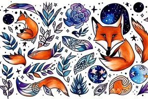 A fox looking to the stars tattoo idea