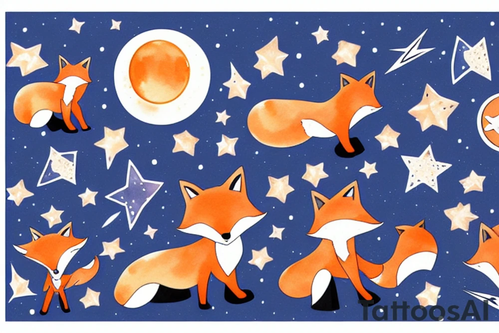 A fox looking to the stars tattoo idea