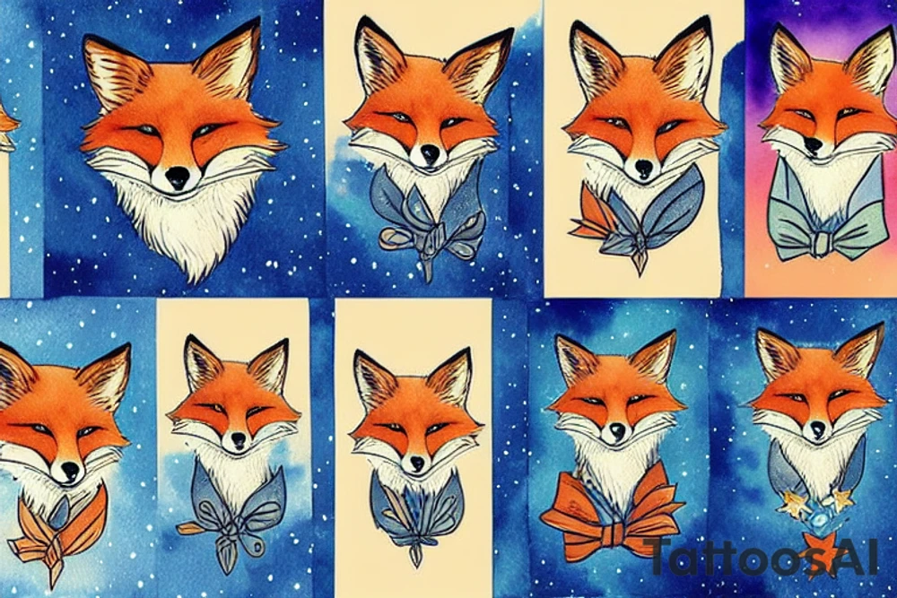 A fox looking to the stars tattoo idea