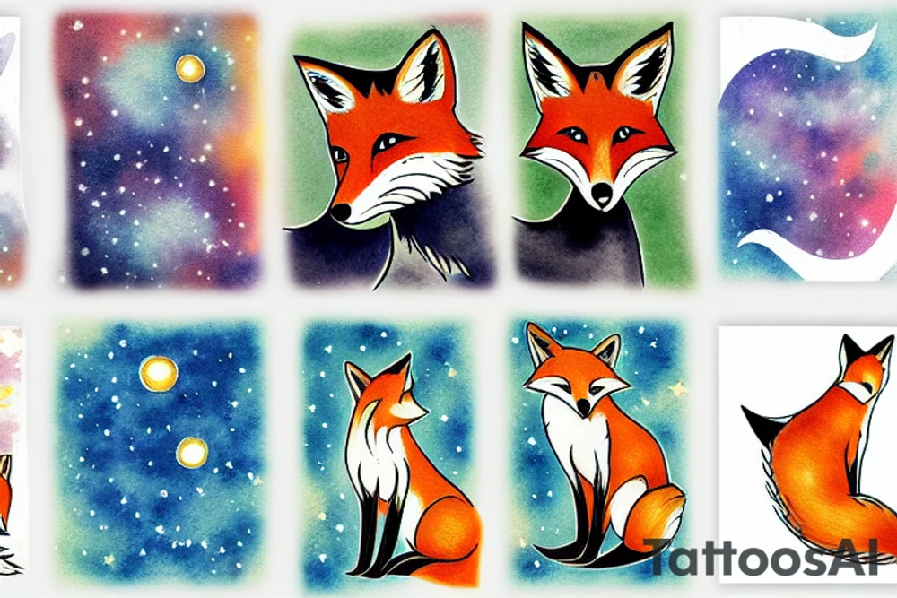 A fox looking to the stars tattoo idea