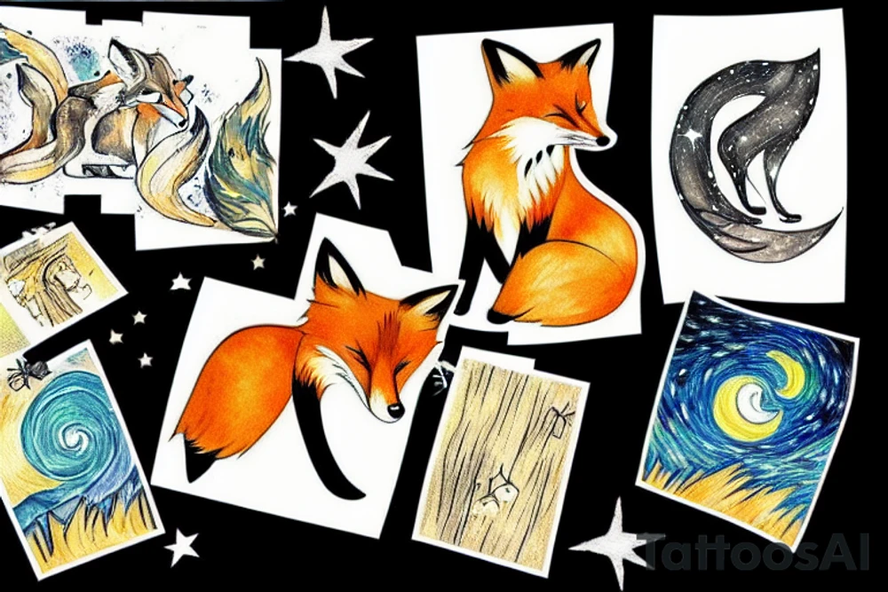 A fox looking at the stars tattoo idea