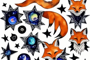 A fox looking at the stars tattoo idea