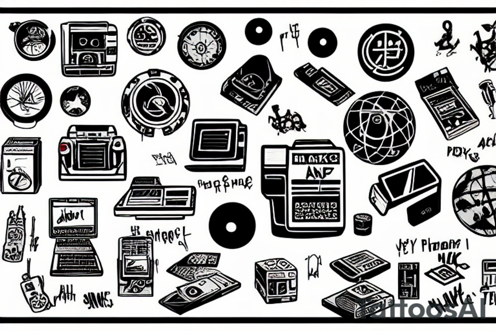 A floppy disc with hack the planet written on it with an anarchy style tattoo idea