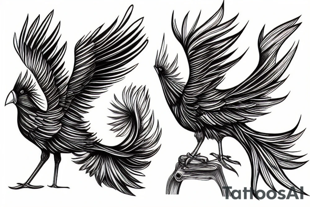red bird on fire tattoo idea