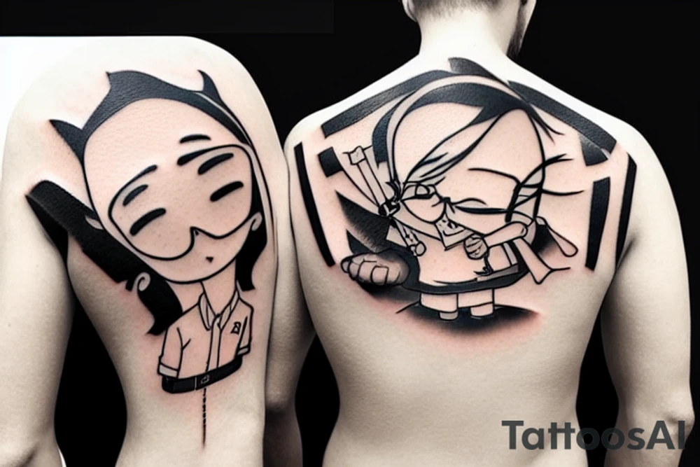man with laptop tattoo idea