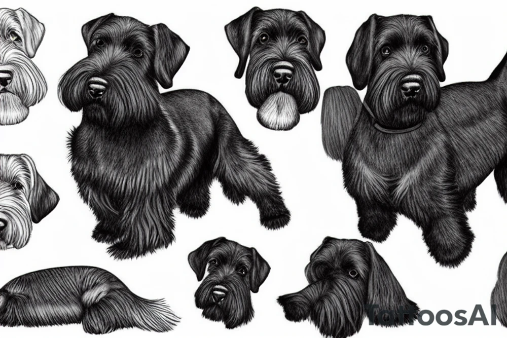 black standard 
schnauzer dog, complete, high quality, super cute tattoo idea