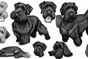 black standard 
schnauzer dog, complete, high quality, super cute tattoo idea