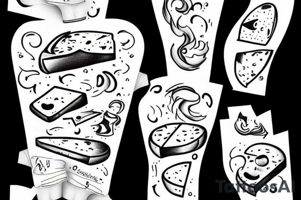 A toast with cheese melting on top tattoo idea