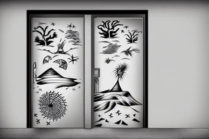 a door in the sand on the beach tattoo idea