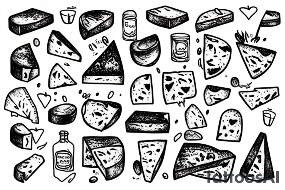 A toast with cheese melting on top tattoo idea