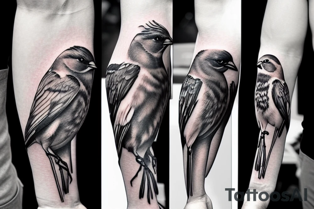 A bird on a male forearm tattoo idea