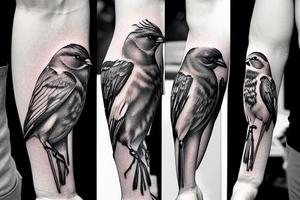 A bird on a male forearm tattoo idea