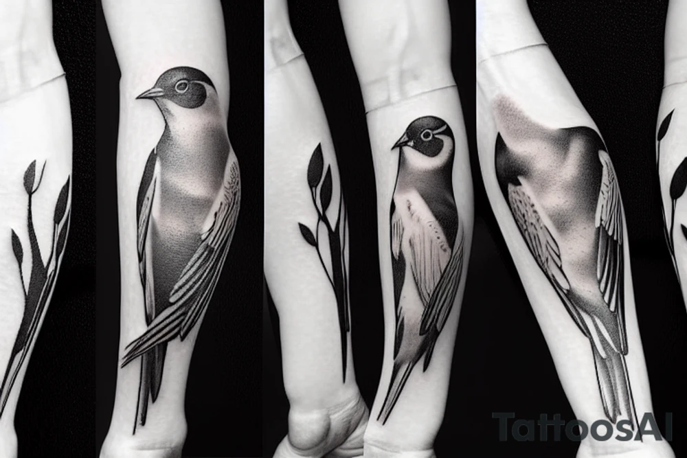 A bird on a male forearm tattoo idea