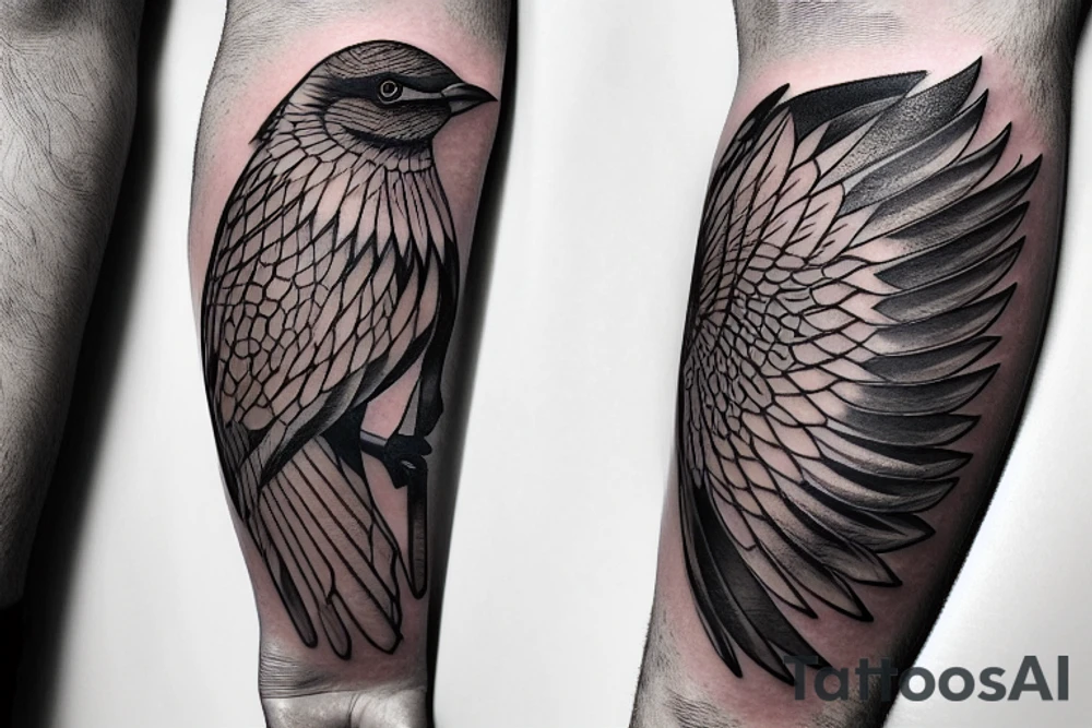 A bird on a male forearm tattoo idea