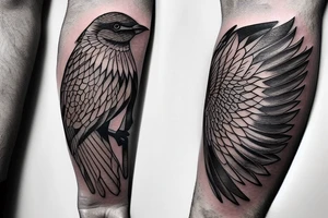 A bird on a male forearm tattoo idea