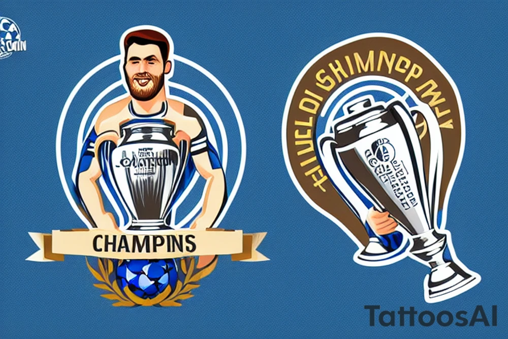 st johnstone captain Liam Gordon lifting the Champions League trophy tattoo idea