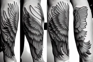 A bird spreading his wings on a male forearm tattoo idea