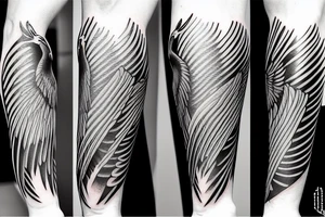 A bird spreading his wings on a male forearm tattoo idea