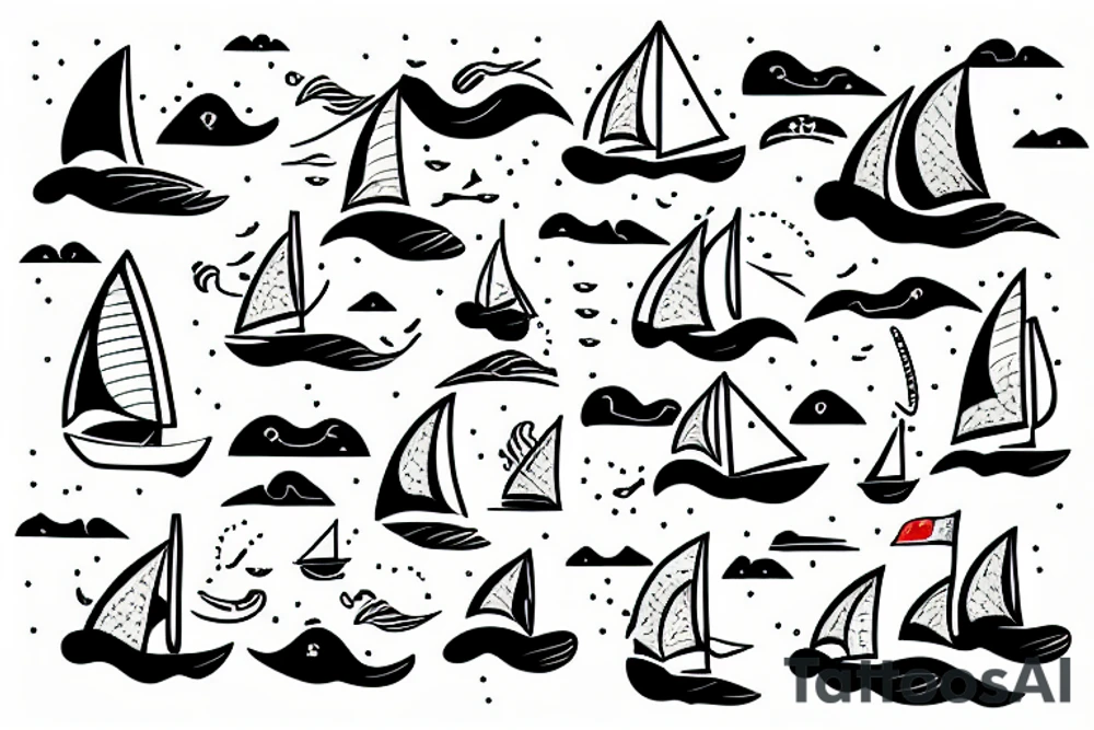 sailboat surfing the waves of a storm tattoo idea