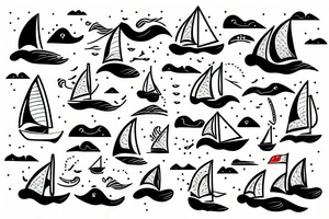 sailboat surfing the waves of a storm tattoo idea