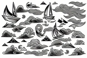 sailboat surfing the waves of a storm tattoo idea