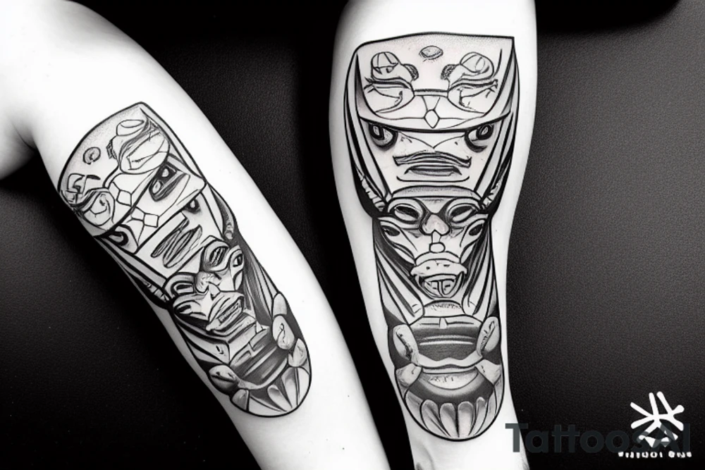 crab with the face of a samurai warrior as body tattoo idea