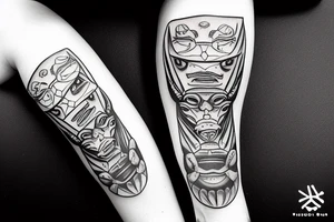 crab with the face of a samurai warrior as body tattoo idea