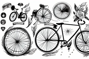 Bicycle along a winding forest road tattoo idea