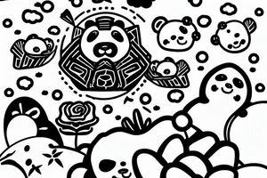 UFO picking up a panda in its hyperbeam with cactus in the foreground tattoo idea