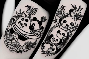 UFO picking up a panda in its hyperbeam with cactus in the foreground tattoo idea