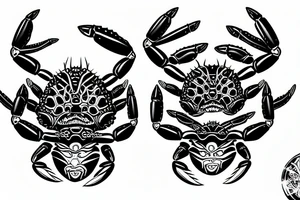 crab with the face of a samurai warrior as body tattoo idea