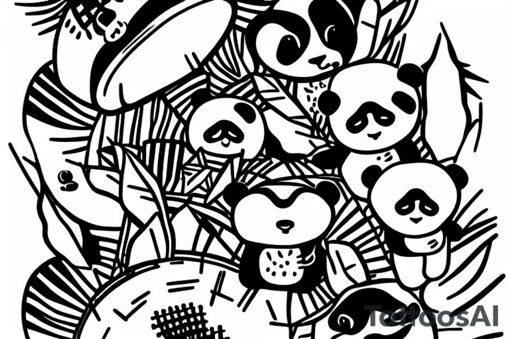 UFO picking up a panda with saguaro cactus in the foreground tattoo idea