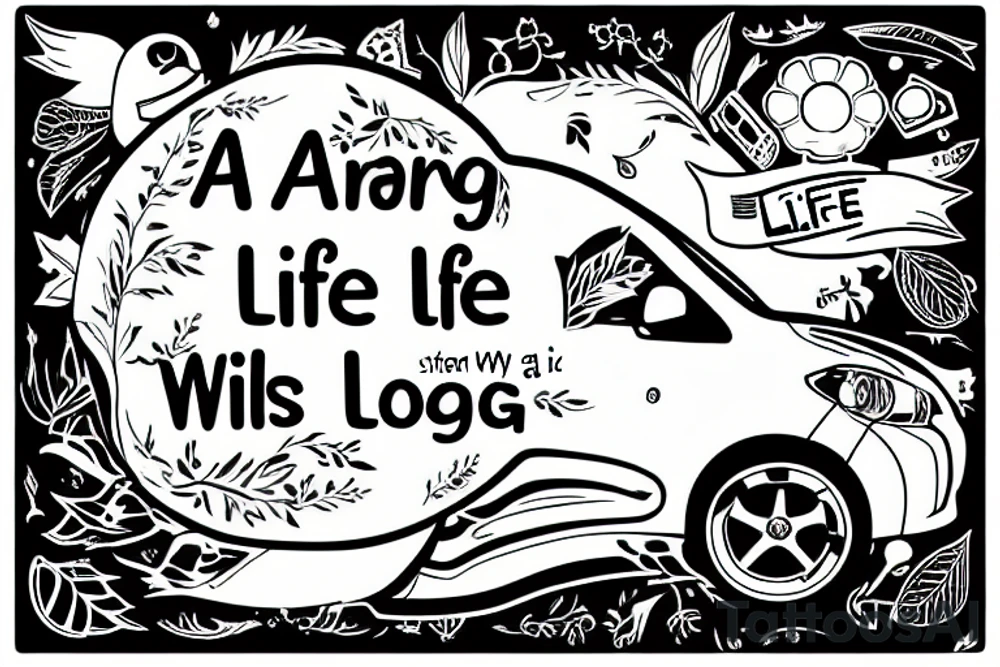 A Toyota Yaris with the words life is long but it feels short tattoo idea