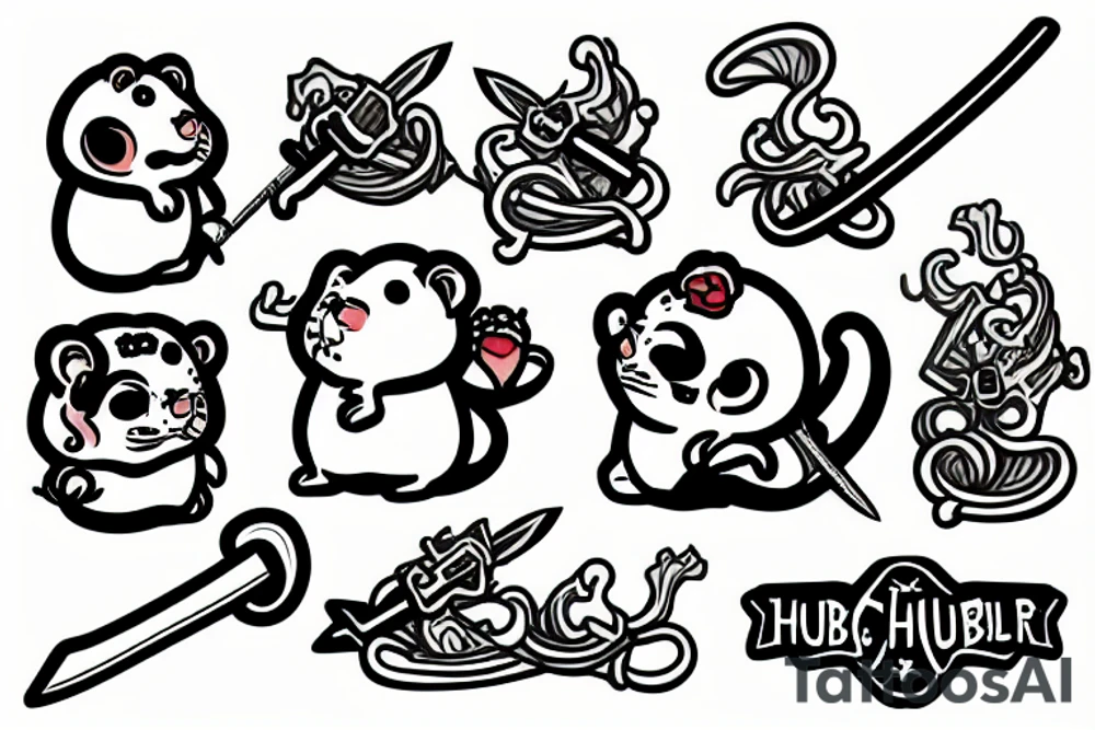 A hamster wielding a sword tattoo idea