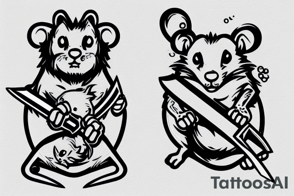 A hamster wielding a sword tattoo idea