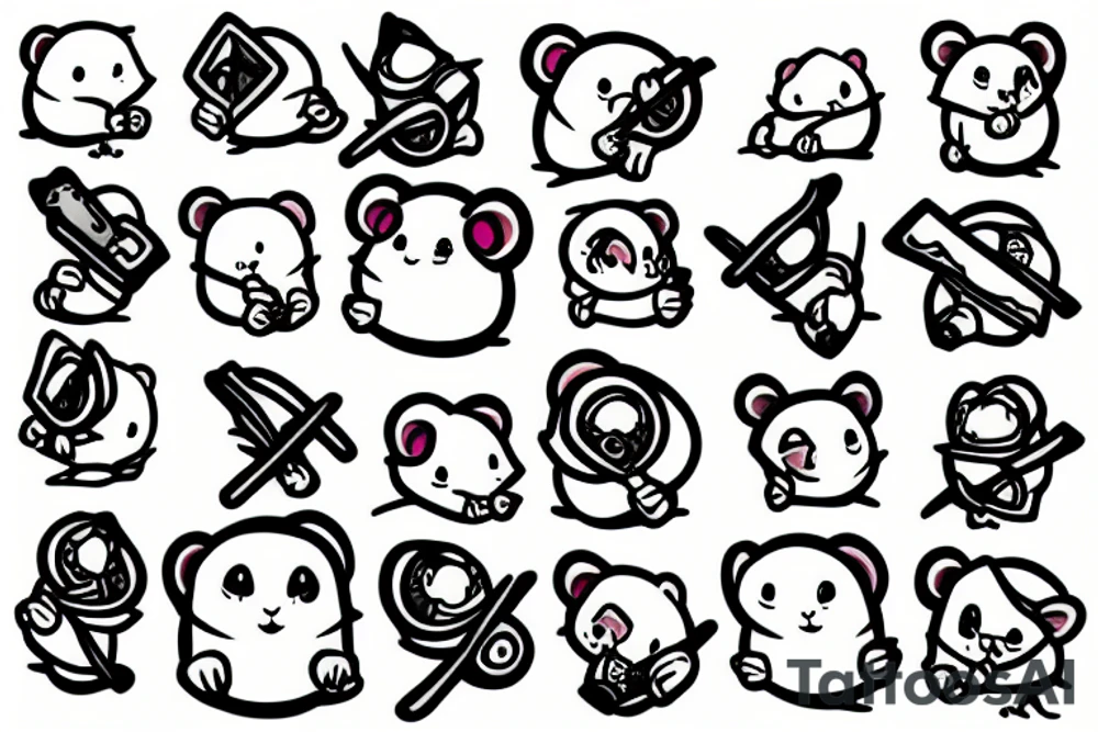 A cute hamster wielding a sword tattoo idea