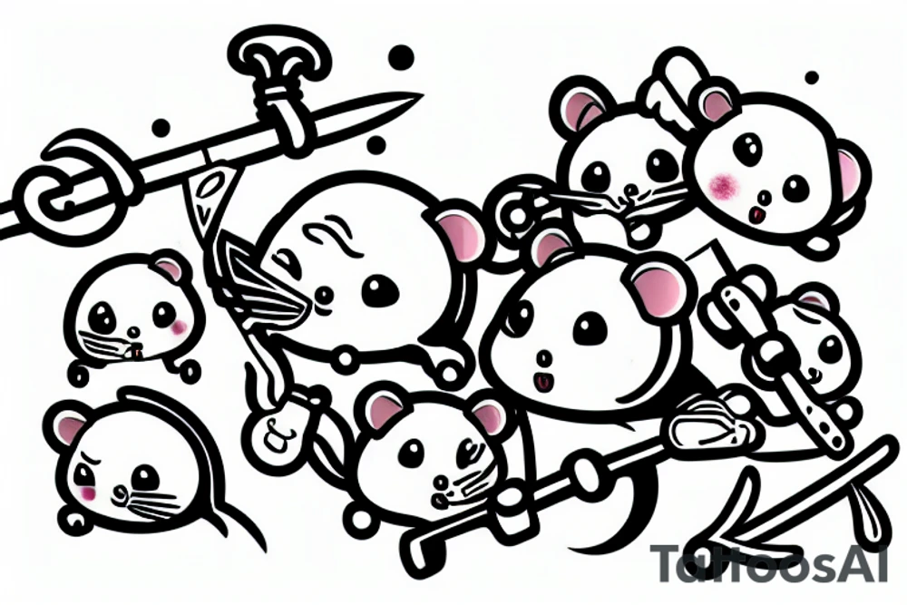 A cute hamster wielding a sword tattoo idea