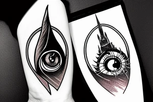 eye of sauron tower against background of mordor tattoo idea
