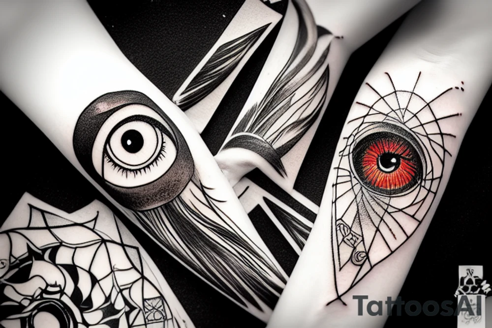 eye of sauron tower against background of mordor tattoo idea