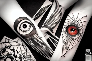 eye of sauron tower against background of mordor tattoo idea