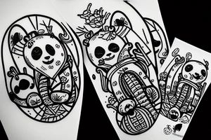 alien space craft picking up a panda with saguaro cactus in the foreground tattoo idea