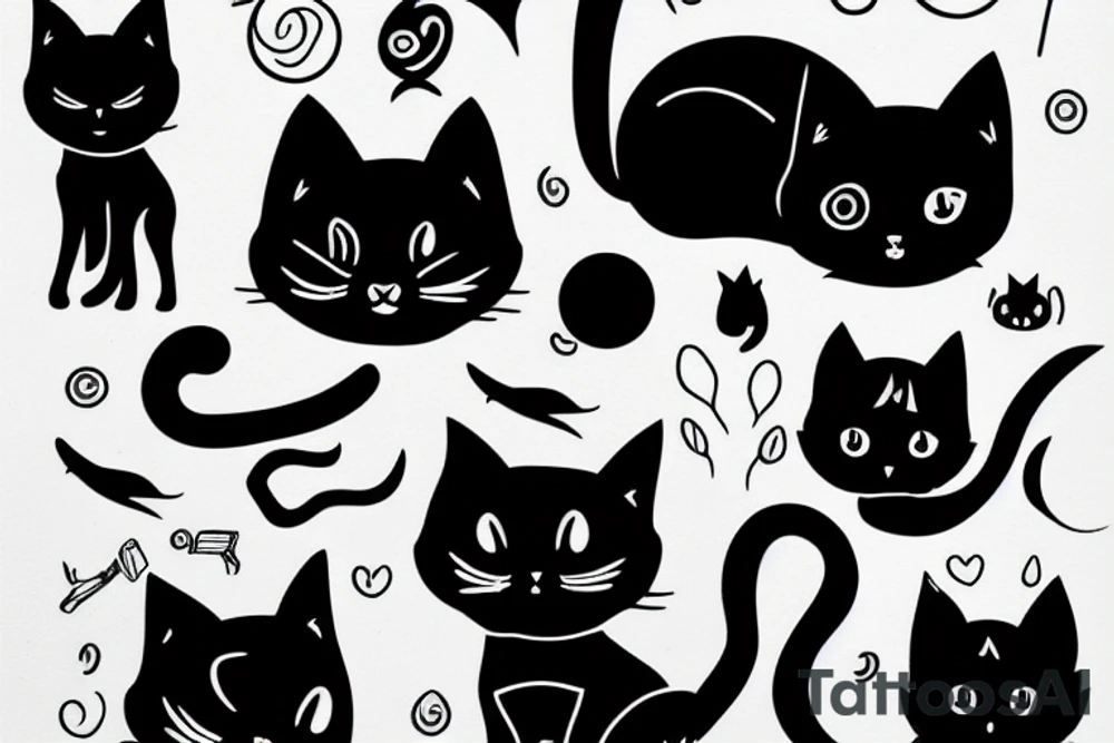 a sillhoutte of a black cat tattoo idea