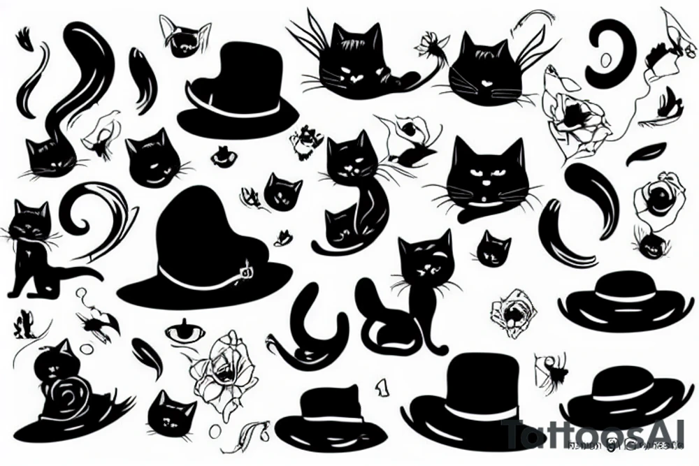 black cat with hat tattoo idea