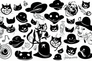 black cat with hat tattoo idea