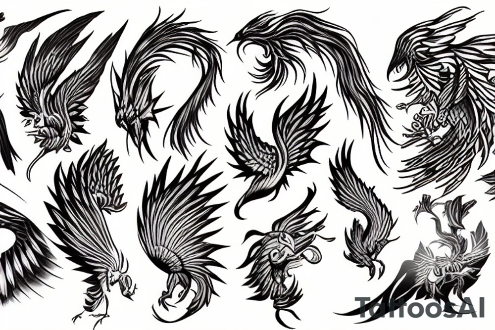phoenix emerging from flames tattoo idea