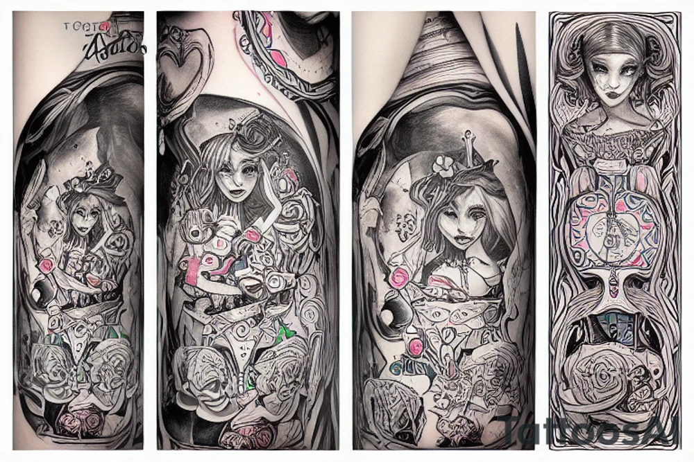 Alice in wonderland experiencing DMT tattoo idea