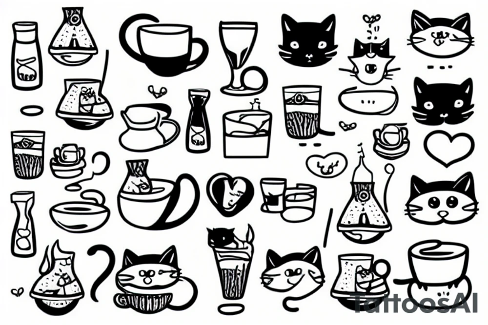 a cute cat drinking milk tattoo idea