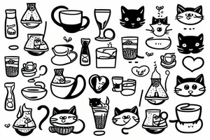 a cute cat drinking milk tattoo idea