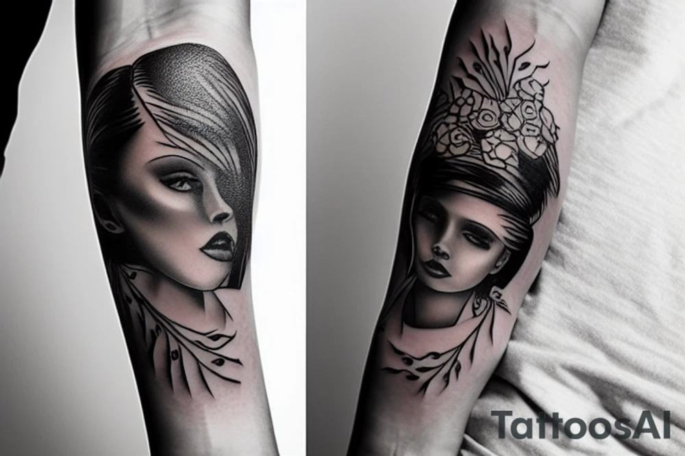 Sexy girl in forearm tattoo idea
