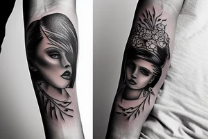 Sexy girl in forearm tattoo idea